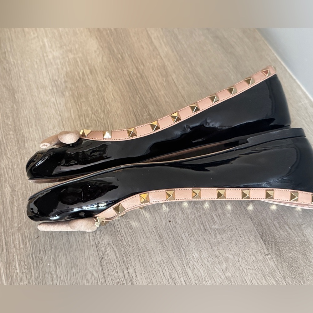 Valentino Rockstud Patent Leather Studded  Ballerina Flats - Picture 9 of 11